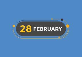 february 28 calendar reminder. 28th february daily calendar icon template. Calendar 28th february icon Design template. Vector illustration