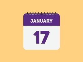 january 17 calendar reminder. 17th january daily calendar icon template. Calendar 17th january icon Design template. Vector illustration