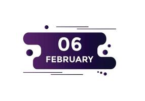 february 6 calendar reminder. 6th february daily calendar icon template. Calendar 6th february icon Design template. Vector illustration