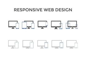 conjunto de iconos de diseño web receptivo. icono de línea vector