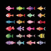 Fish vector colorful icons