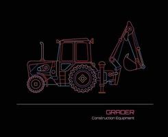 Grader Tractor Neon Sign vector