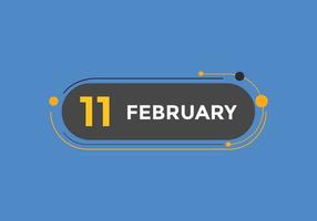 february 11 calendar reminder. 11th february daily calendar icon template. Calendar 11th february icon Design template. Vector illustration