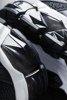 Close-up of black and white gel cushioning sports shoe sole photo