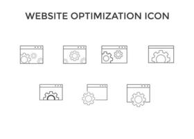 iconos de optimización de sitios web. icono de símbolo de desarrollo de página web. concepto de seo y diseño web vector