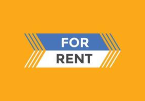 For rent text button. For rent Colorful label sign template. speech bubble. sign icon label. vector