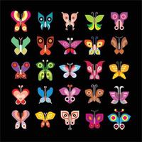 iconos de vectores de mariposas exóticas