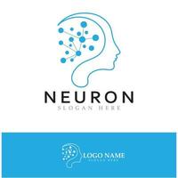 logotipo de neurona o diseño de logotipo de célula nerviosa, icono de plantilla de ilustración de logotipo de molécula con concepto de vector