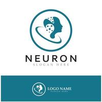 logotipo de neurona o diseño de logotipo de célula nerviosa, icono de plantilla de ilustración de logotipo de molécula con concepto de vector