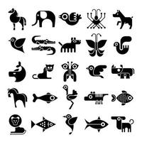 Black and White Animal Icons vector