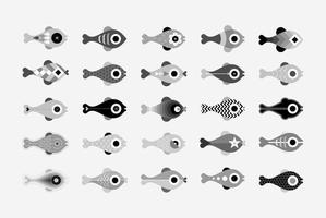 Fish vector monochrome icons