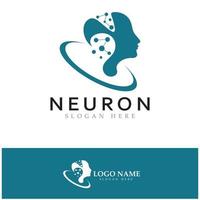 logotipo de neurona o diseño de logotipo de célula nerviosa, icono de plantilla de ilustración de logotipo de molécula con concepto de vector