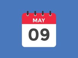 may 9 calendar reminder. 9th may daily calendar icon template. Calendar 9th may icon Design template. Vector illustration