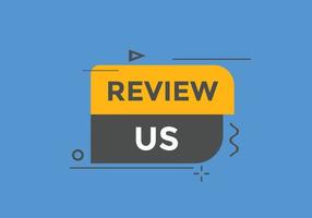 Review us Start now button. Review us User rating social banner promotion. Review Us text social media template vector