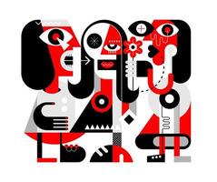 Three People Red and Black vector