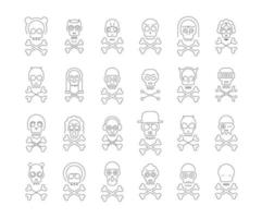 Skull and Crossbones line art vector