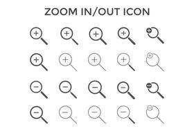 Set of zoom in out icons. Magnifying glass zoom in plus sign. Used for SEO or websites. vector