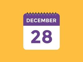 december 28 calendar reminder. 28th december daily calendar icon template. Calendar 28th december icon Design template. Vector illustration