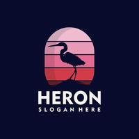 Set of modern heron logo silhouette style vector