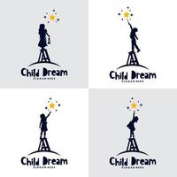 conjunto de logotipo de sueño de niños vector