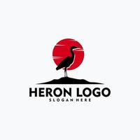 Set of modern heron logo silhouette style vector