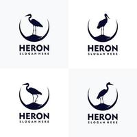 Heron silhouette logo design set vector