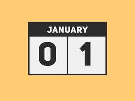 january 1 calendar reminder. 1st january daily calendar icon template. Calendar 1st january icon Design template. Vector illustration