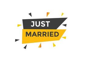 Just married text web template button. Just married Colorful label sign template. speech bubble vector