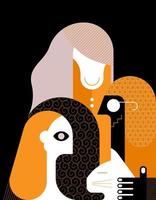 Smiling People and a Cat vector