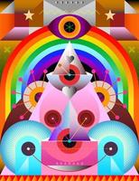 Abstract Art Design with Rainbow vector