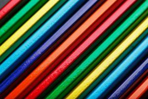 The texture of multi-colored pencils is close-up in full screen. photo