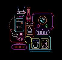 Online Chatting neon silhouettes vector