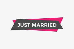 Just married text web template button. Just married Colorful label sign template. speech bubble vector