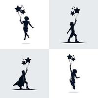 Set of Kids holds balloons vector