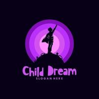 Little child reach dreams logo vector