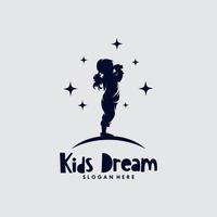 Little child reach dreams logo vector