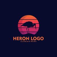 Set of modern heron logo silhouette style vector