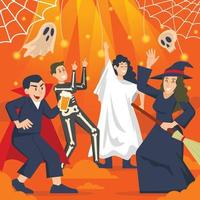 halloween fiesta adulto pareja celebrar vector