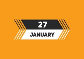 january 27 calendar reminder. 27th january daily calendar icon template. Calendar 27th january icon Design template. Vector illustration