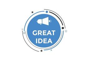 botón de texto de gran idea. burbuja de discurso de gran idea. ilustración de vector de plantilla web de texto de gran idea.