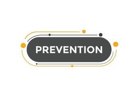 prevention button. speech bubble. prevention Colorful web banner. vector illustration