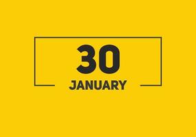 january 30 calendar reminder. 30th january daily calendar icon template. Calendar 30th january icon Design template. Vector illustration