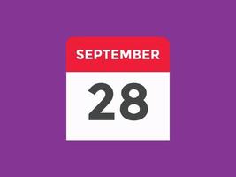 september 28 calendar reminder. 28th september daily calendar icon template. Calendar 28th september icon Design template. Vector illustration