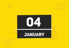 january 4 calendar reminder. 4th january daily calendar icon template. Calendar 4th january icon Design template. Vector illustration