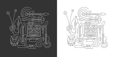 grabadora antigua e instrumentos musicales vector