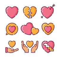 Flat Style Heart Icon Collection vector