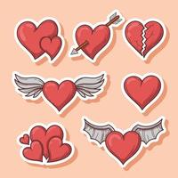 Hand Drawing Heart Sticker Collection vector