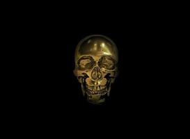 metalized gold skull made of iron. 3d render photo