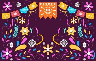 Dia De Los Muertos Papel Picado Background vector