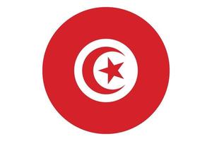 Circle flag vector of Tunisia on white background.